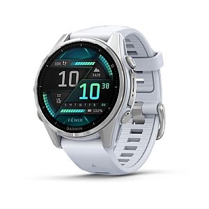 Garmin Fenix 8 Smart Watch 43 mm AMOLED Silver with Whitestone silicone band