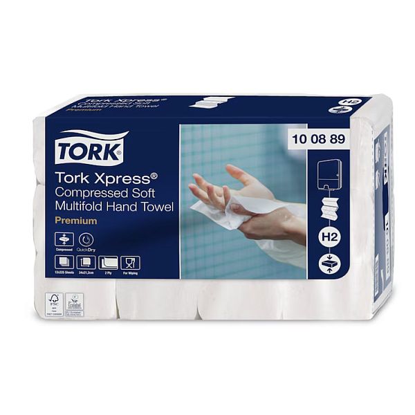 img21049 Hand towel sheets Tork Xpress Soft Multifold H2, 2 l.,225 sheets.,22.2x24cm, Z, 12pcs - Image 1