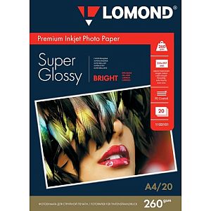 Lomond Premium Photo Paper Super Glossy 260 g/m2 A4, 20 sheets, Bright