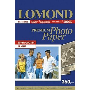 Lomond Premium Photo Paper Super Glossy 260 g/m2 10x15, 500 sheets, Bright