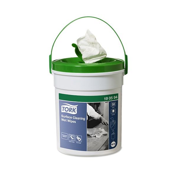 img712213 Surface Cleaning Wet Wipes TORK 190594, kibirėlyje, 58 pcs., 27 x 27 cm, white - Image 1