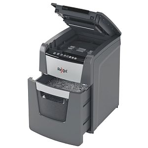 Rexel Optimum AutoFeed+ 100M Paper Shredder, Micro-cut shredding 2x15mm P-5 34L 55dB, Grey/Black - Image 4