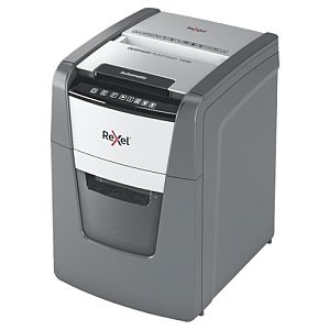 Rexel Optimum AutoFeed+ 100M Paper Shredder, Micro-cut shredding 2x15mm P-5 34L 55dB, Grey/Black - Image 2