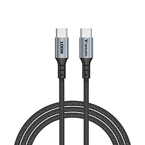 Verbatim 31846 Sync and Charge Cable USB-C to USB-C 100W 480Mbps 120cm, Grey/Black