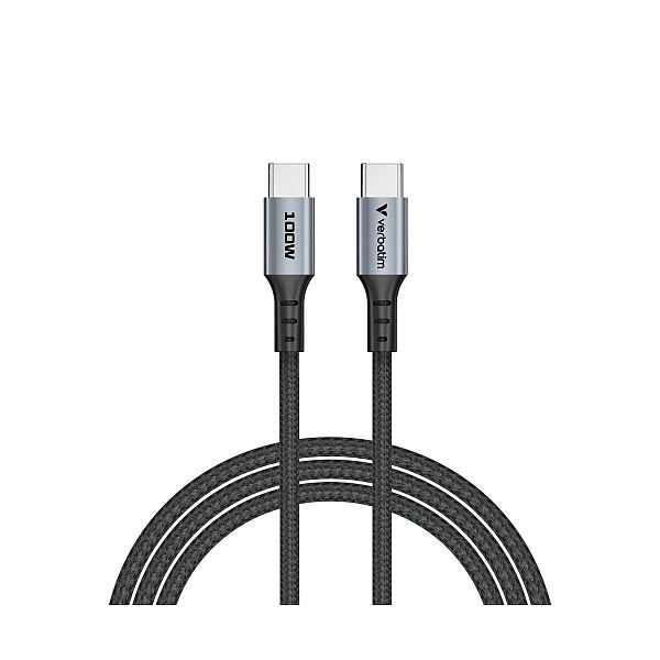 img989081 Verbatim 31846 Sync and Charge Cable USB-C to USB-C 100W 480Mbps 120cm, Grey/Black - Image 1