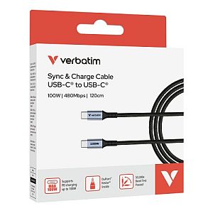 Verbatim 31846 Sync and Charge Cable USB-C to USB-C 100W 480Mbps 120cm, Grey/Black - Image 4