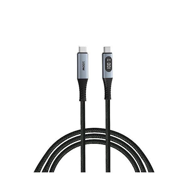img193856 Verbatim 31848 Sync and Charge Cable USB-C to USB-C 100W 480Mbps 120cm, Power Display, Grey/Black - Image 1