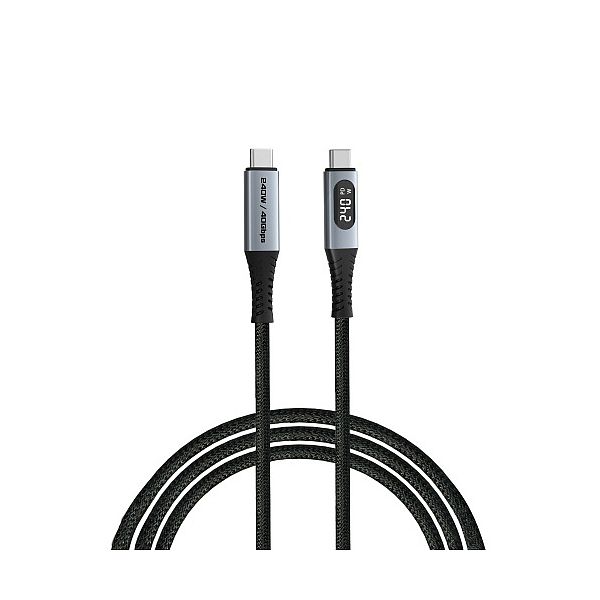 img91776 Verbatim 31849 Sync and Charge Cable USB-C to USB-C 240W 40Gbps 120cm, Power Display, Grey/Black - Image 1