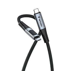 Verbatim 31849 Sync and Charge Cable USB-C to USB-C 240W 40Gbps 120cm, Power Display, Grey/Black - Image 2
