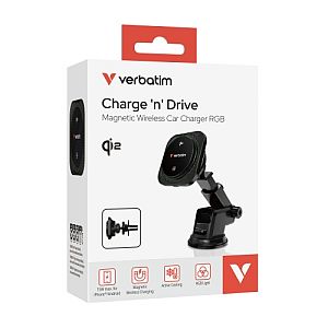 Verbatim 31860 Charge 'n' Drive Qi2 Magnetic Wireless Car Charger RGB, Black - Image 2
