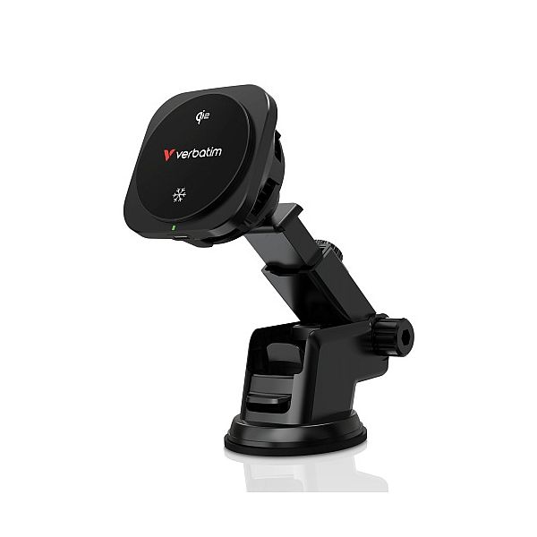 img914661 Verbatim 31861 Charge 'n' Drive Qi2 Magnetic Wireless Car Charger, Black - Image 1