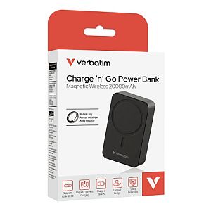 Verbatim 32223 Charge 'n' Go Essentials Magnetic Wireless Power Bank 20000mAh, Black - Image 3