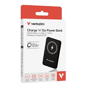 Verbatim 32240 Charge 'n' Go Magnetic Wireless Power Bank 5000mAh, Black - Image 4