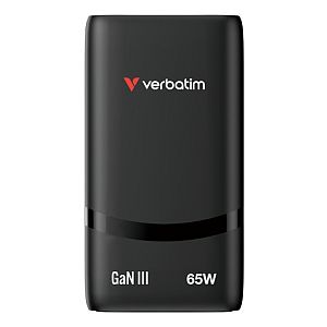 Verbatim 32354 Fold 'n' Go GaN Charger 65W 2-Port, USB-C, EU Plug, Black - Image 3