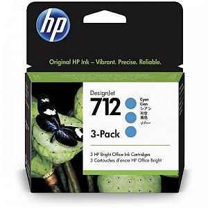 HP 712 3-pack (3ED77A) Ink Cartridge, Cyan