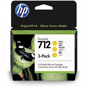 HP 712 3-pack (3ED79A) Ink Cartridge, Yellow