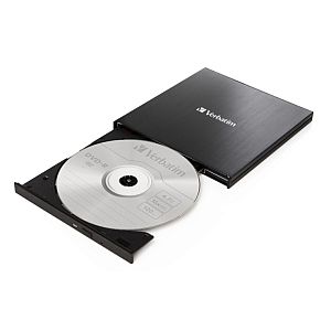 Verbatim 43886 External Slimline CD/DVD Writer External Optical Drive, USB-C/USB-A, Black - Image 2