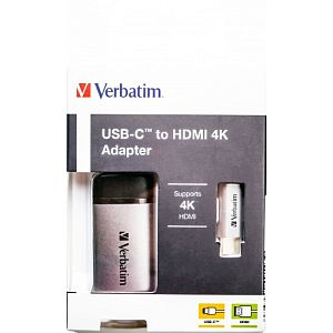 Verbatim 49143 USB-C to HDMI 4K Adapter, USB 3.1 GEN 1, HDMI 4K (60Hz), 10 cm Cable, Grey/Black - Image 2