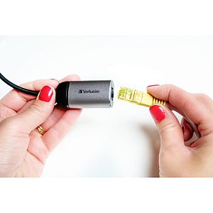 Verbatim 49146 USB-C to Gigabit Ethernet Adapter, USB 3.1 GEN 1, Gigabit Ethernet, Grey/Black - Image 3