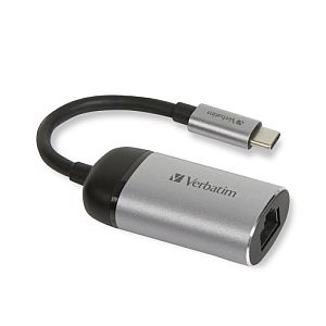 Verbatim 49146 USB-C to Gigabit Ethernet Adapter, USB 3.1 GEN 1, Gigabit Ethernet, Grey/Black