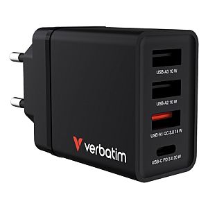 Verbatim 49700 USB Charger 30W 4-Port USB-A, USB-C, EU Plug, Black - Image 3