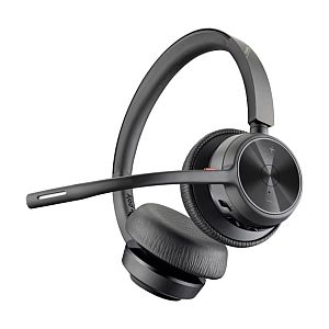 Poly Voyager 4320 UC Stereo Wireless Headset, Bluetooth, USB-A,+BT700 dongle, +Charging Stand, Black