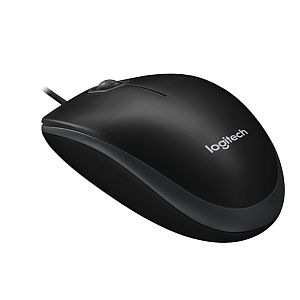 Logitech B100 Wired Mouse, USB Type-A, Optical, 800 DPI, Black