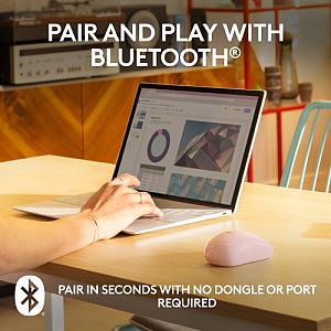 Logitech M240 Silent Wireless Mouse, Bluetooth, Rose - Image 2