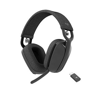 Logitech Zone Vibe Wireless UC Wireless Headphones, USB-C Bluetooth receiver, Graphite