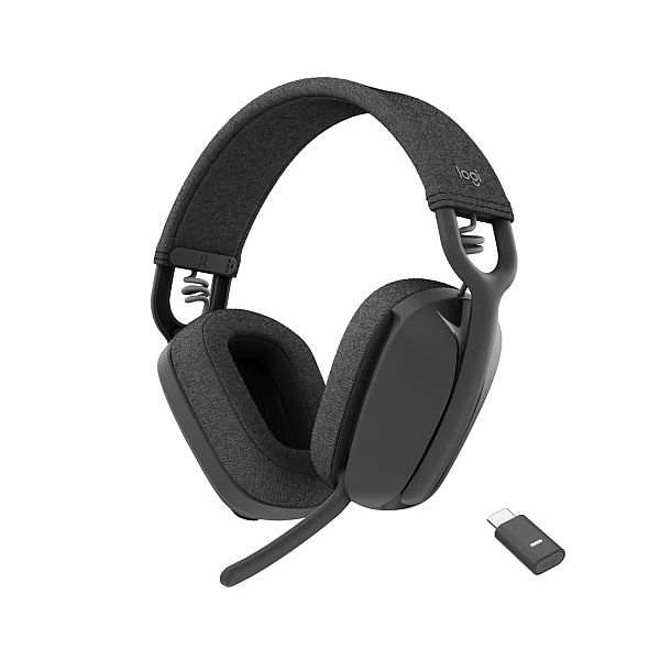 img129139 Logitech Zone Vibe Wireless UC Wireless Headphones, USB-C Bluetooth receiver, Graphite - Image 1