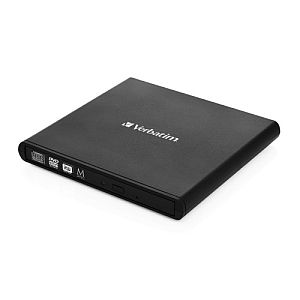 Verbatim 98938 External Slimline CD/DVD Writer External Optical Drive, USB-A, Black