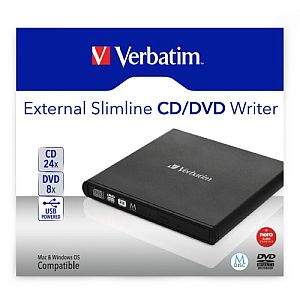 Verbatim 98938 External Slimline CD/DVD Writer External Optical Drive, USB-A, Black - Image 4