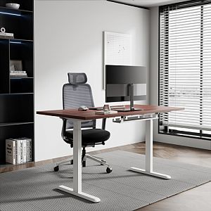 Adjustable Height Table Up Up Bjorn White, Table top M Dark Walnut - Image 4
