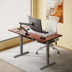 Adjustable Height Table Up Up Bjorn Gray, Table top L Dark Walnut - Image 4