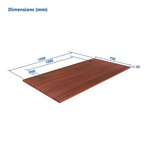 Up Up Table top L Dark Walnut, 1500x750x25mm (Laminated particle board)