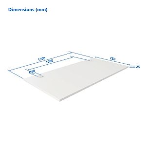 Up Up Table top L White, 1500x750x25mm (Laminated particle board)